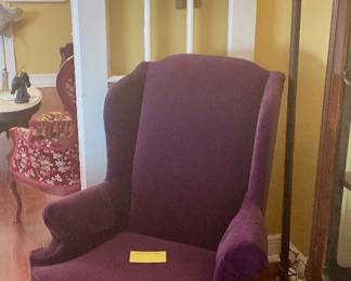 Purple wing chair