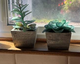 Faux Succulent Plants in Rustic Planters