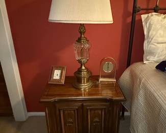 Vintage Mahogany Nightstand with Decorative Inlay