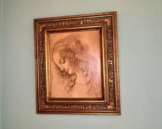 Female Head (La Scapigliata) by Leonardo da Vinci, Framed Print