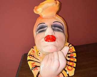 Vintage Ceramic "Kiss Me" Lady Head Cookie Jar