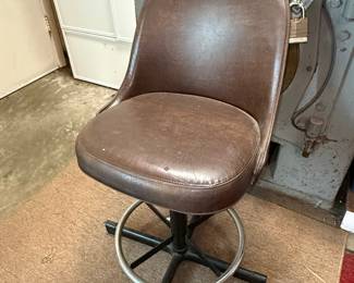 Vintage Brown Faux Leather Swivel Stool by Admiral Chrome Corp.