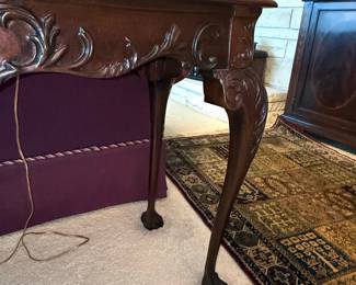 Antique Chippendale Style Carved Mahogany Console Table