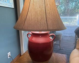 Red Ceramic Jug Table Lamp with Handles