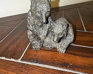 Bronze-Finished Bear Family Sculpture