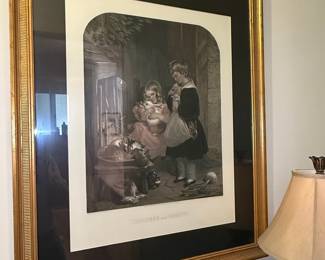 Children and Rabbits by Sir Edwin Landseer, Engraving by Geo. G. Queen