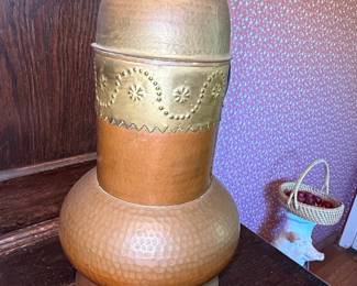 Hammered Copper and Brass Ewer or Pitcher