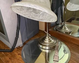 Brushed Nickel Bell Lamp with Frosted Glass Shade