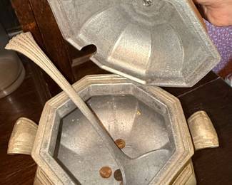Octagonal Pewter Soup Tureen with Ladle