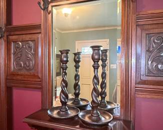 Victorian Oak Hall Tree with Mirror and Drawer