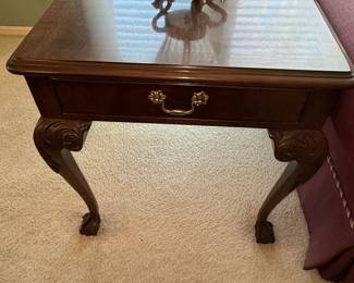 Chippendale Style Mahogany Side Table with Drawer and Ball-and-Claw Feet