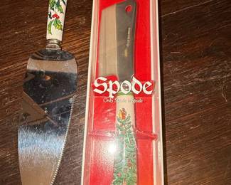 Spode Christmas Tree Cake Knife and Server Set