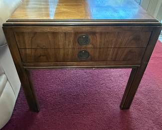 Vintage Walnut End Table with Drawer and Two Drawer Pulls