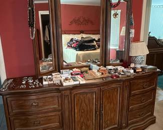 Vintage Drexel Heritage French Provincial Triple Dresser with Mirror