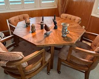 Octagonal Game Table with Four Chairs
