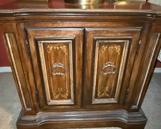 Vintage Mahogany Nightstand with Decorative Inlay