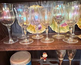 Iridescent Fluted Wine Glasses