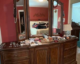 Vintage Drexel Heritage French Provincial Triple Dresser with Mirror