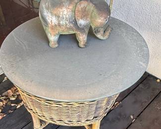 Vintage Wicker Elephant Side Table
