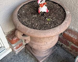 Terracotta Urn Planter with Cherub Figurine