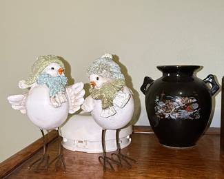 Pair of Target Wondershop Featherly Friends Ceramic Birds with Scarves and Hats