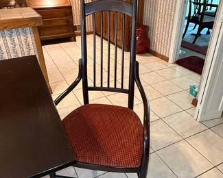 Dark Wood Windsor Style Dining Table and Chairs Set