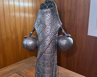 African Woman with Water Pots Figurine