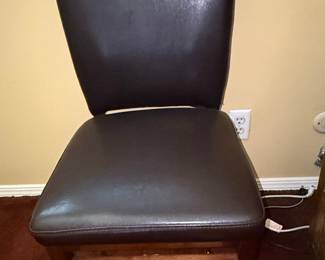 Dark Brown Faux Leather Parsons Dining Chair