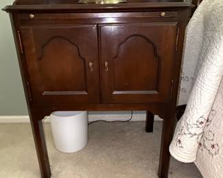 Vintage Crystal Column Table Lamp with Mahogany Nightstand