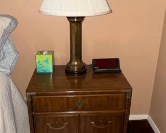 Mid-Century Modern Walnut Nightstand with Brass Accents