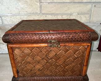 Vintage Woven Bamboo Trunk Chest