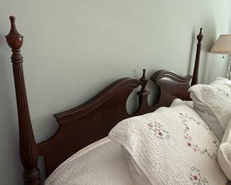 Queen Anne Style Four-Poster Bed with Quilted Bedspread