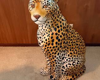 Large Mid-Century Italian Ceramic Leopard Figurine