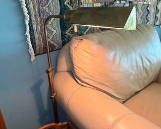 Vintage Brass Pharmacy Floor Lamp with Adjustable Gooseneck