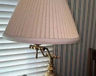 Vintage Stiffel Brass Swing Arm Table Lamp with Pleated Shade