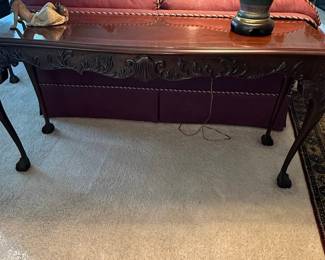 Antique Chippendale Style Carved Mahogany Console Table