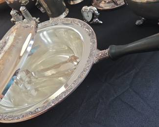Antique Silver Plated Ice Bucket with Tongs