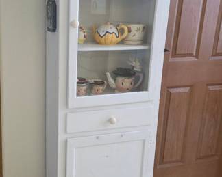 Vintage White Painted Kitchen Display Cabinet