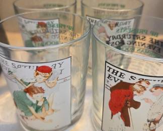 Arby's Norman Rockwell "The Evening Rock" Glasses (Set of 4)