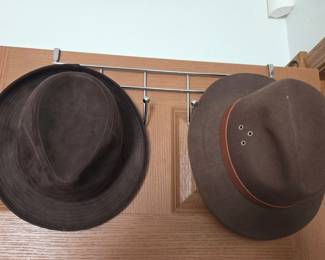 Men's Suede Fedora and Felt Safari Hat Set