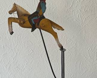 Antique Tin Toy - Cowboy on Horse Balancing Pendulum Toy
