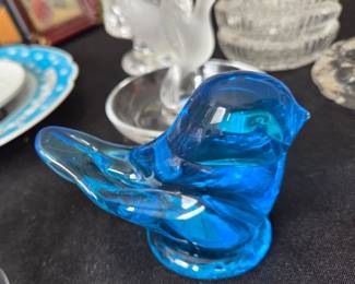 Bluebird of Happiness Glass Figurine by Leo Ward or Ron Ray