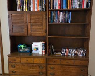 Ethan Allen "Old Tavern" Antiqued Pine Bookcase and Dresser Combination