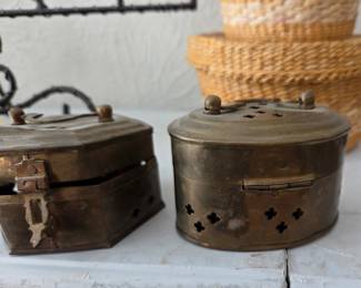 Antique Brass Cricket Box and Incense Burner