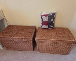 Wicker Storage Trunks with Lids