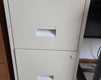 Vintage 2-Drawer Metal Filing Cabinet with Lock