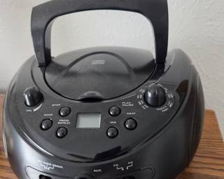 Black ONN Portable CD Player Boombox with AM/FM Radio