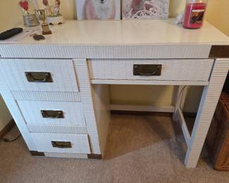 Henry Link White Wicker Campaign Desk