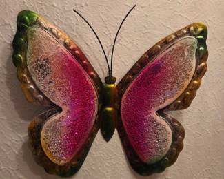 Cracked Glass Mosaic Metal Butterfly Wall Art