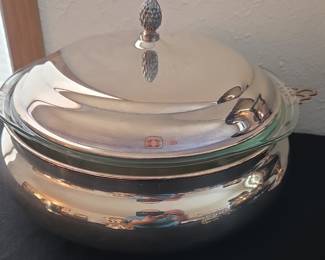 Vintage Sheffield Silver Company Silver Plated Covered Serving Bowl with Glass Liner